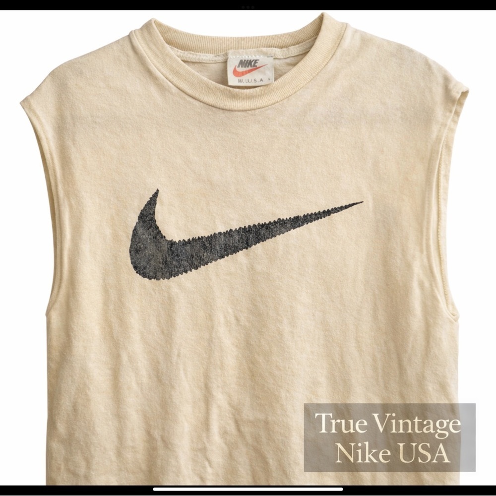 Vintage 80’s Nike Made in USA Sleeveless Swoosh T-Shirt | True Vintage Streetwea